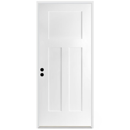 Codel Doors 32" x 80" Primed White Shaker Exterior Fiberglass Door 2868RHISPSF3PSHK491610BM